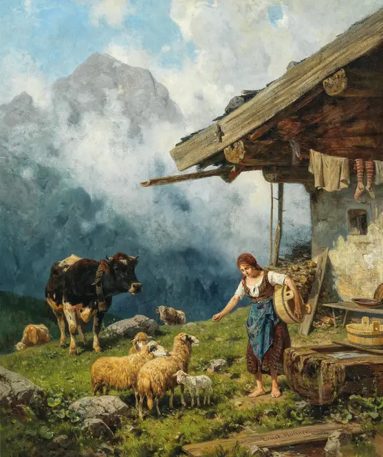 Morgen auf der Alm by Ernst Adolph Meissner
